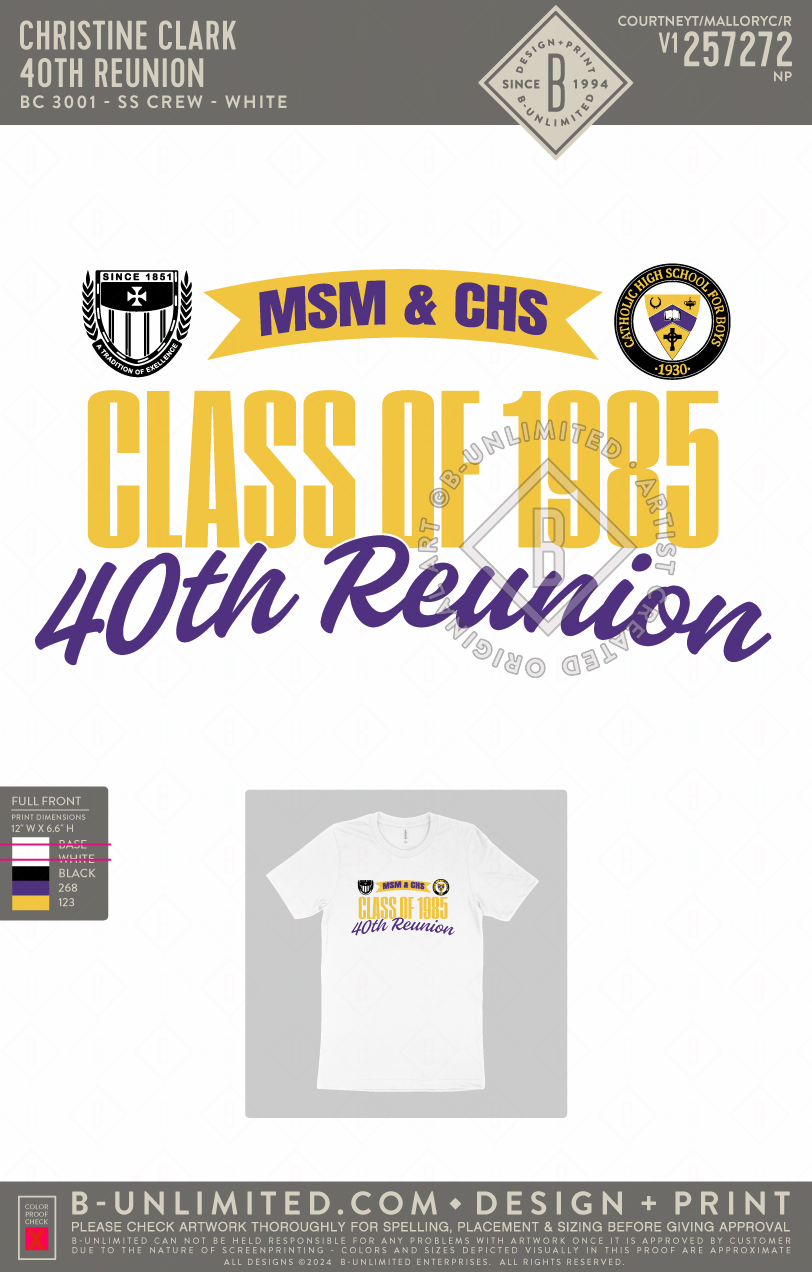 Christine Clark - 40th Reunion - B+C - 3001 - SS Crew - White