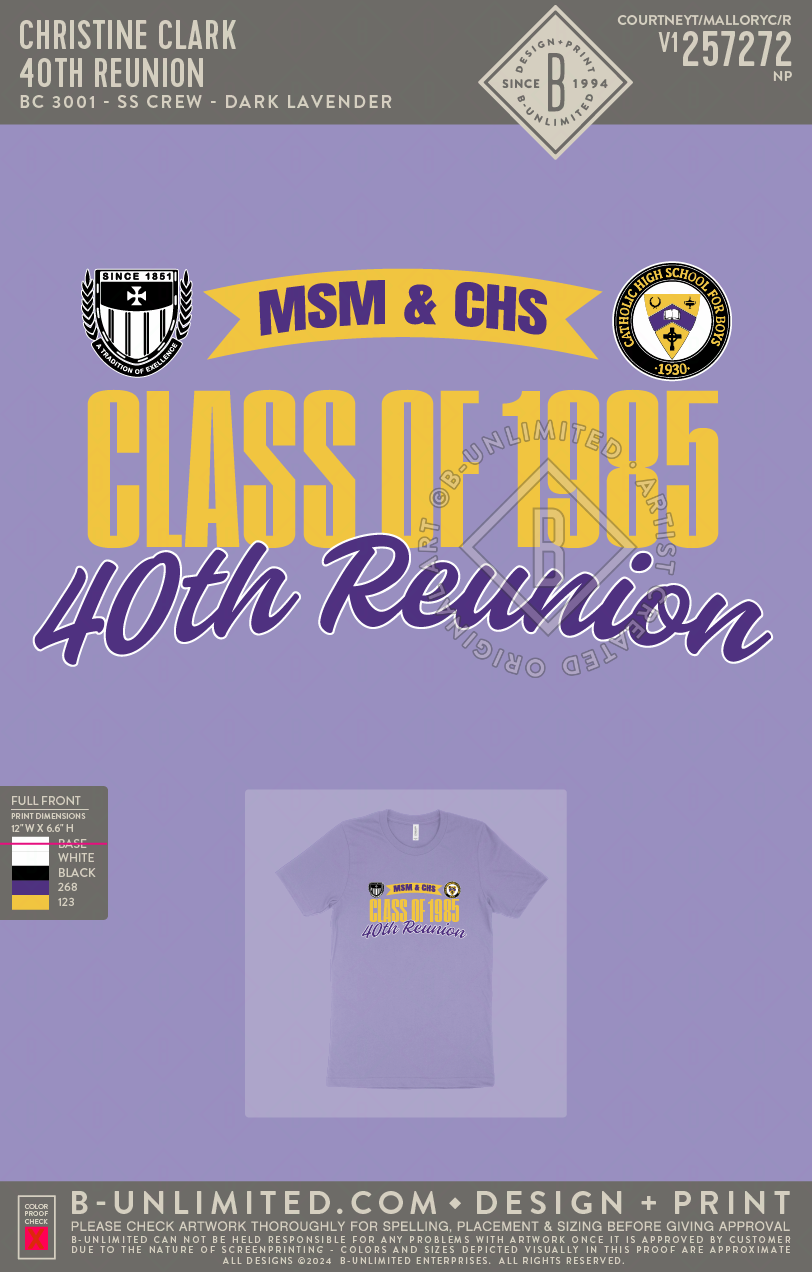 Christine Clark - 40th Reunion - B+C - 3001 - SS Crew - Dark Lavender