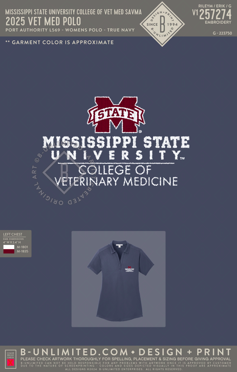 Mississippi State University American Association of Equine Practitioners - 2025 Vet Med Polo - Port Authority - L569 - Women's Diamond Jacquard Polo - True Navy