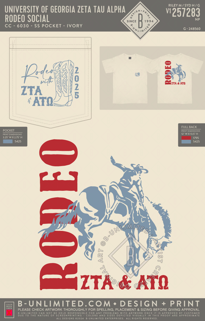 University of Georgia Zeta Tau Alpha - Rodeo Social - CC - 6030 - SS Pocket - Ivory