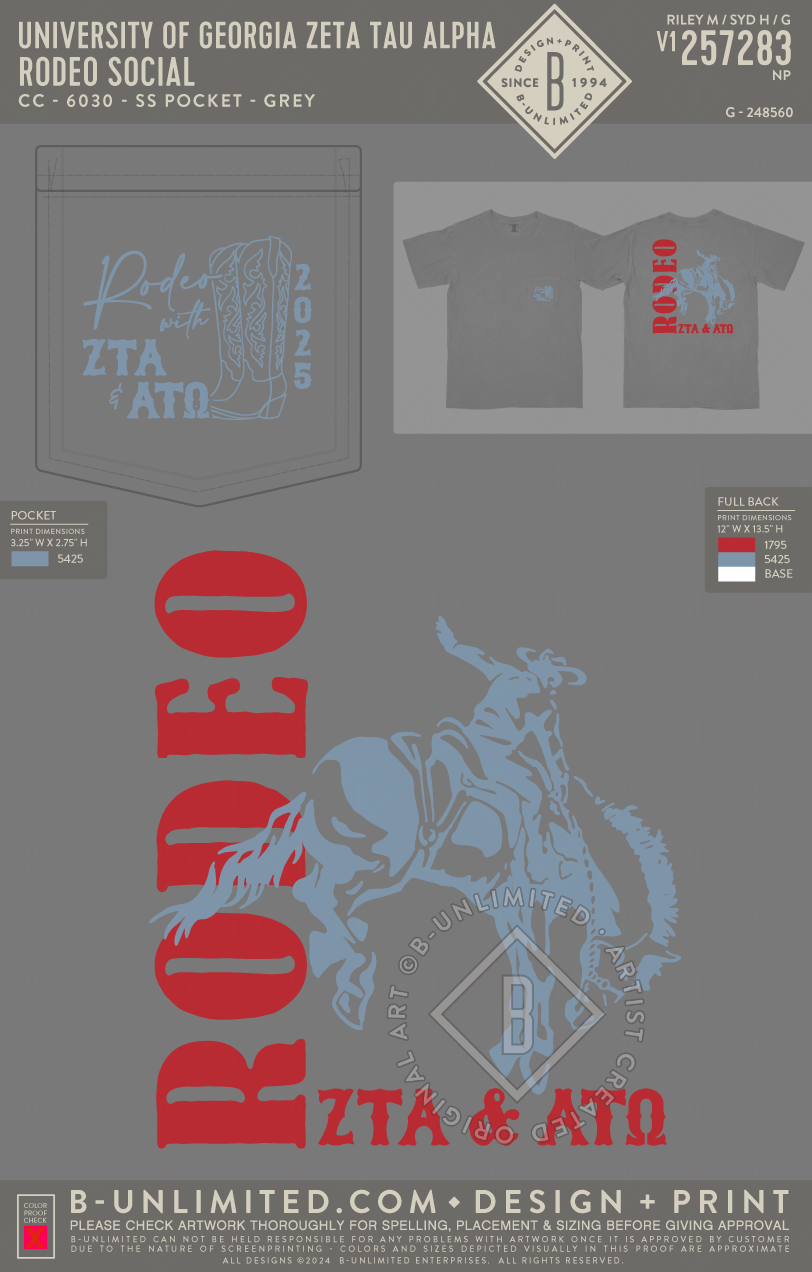 University of Georgia Zeta Tau Alpha - Rodeo Social - CC - 6030 - SS Pocket - Grey