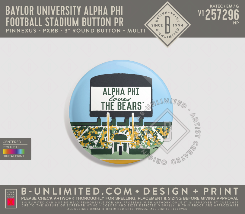 Baylor Buttons Baylor University Alpha Phi - Football Stadium Button PR - PinNexus ...