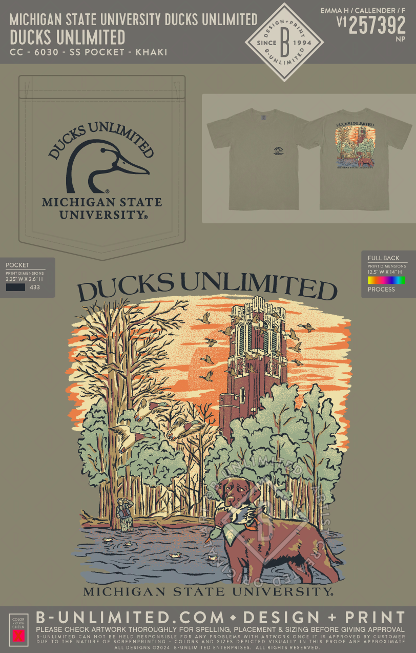Michigan State University Ducks Unlimited - Ducks Unlimited - CC - 6030 - SS Pocket - Khaki