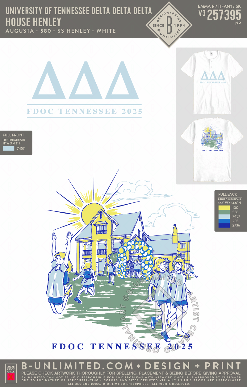 University of Tennessee Delta Delta Delta - House Henley - Augusta - 580 - SS Henley - White