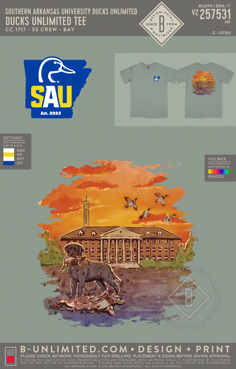Southern Arkansas University Ducks Unlimited - Ducks Unlimited Tee - CC - 1717 - SS Crew - Bay