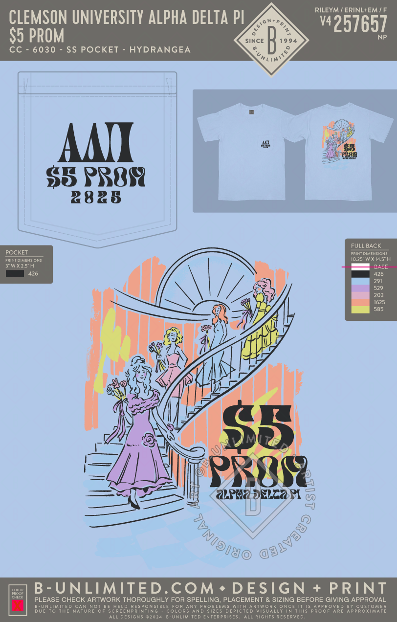 Clemson University Alpha Delta Pi - $5 Prom - CC - 6030 - SS Pocket - Hydrangea