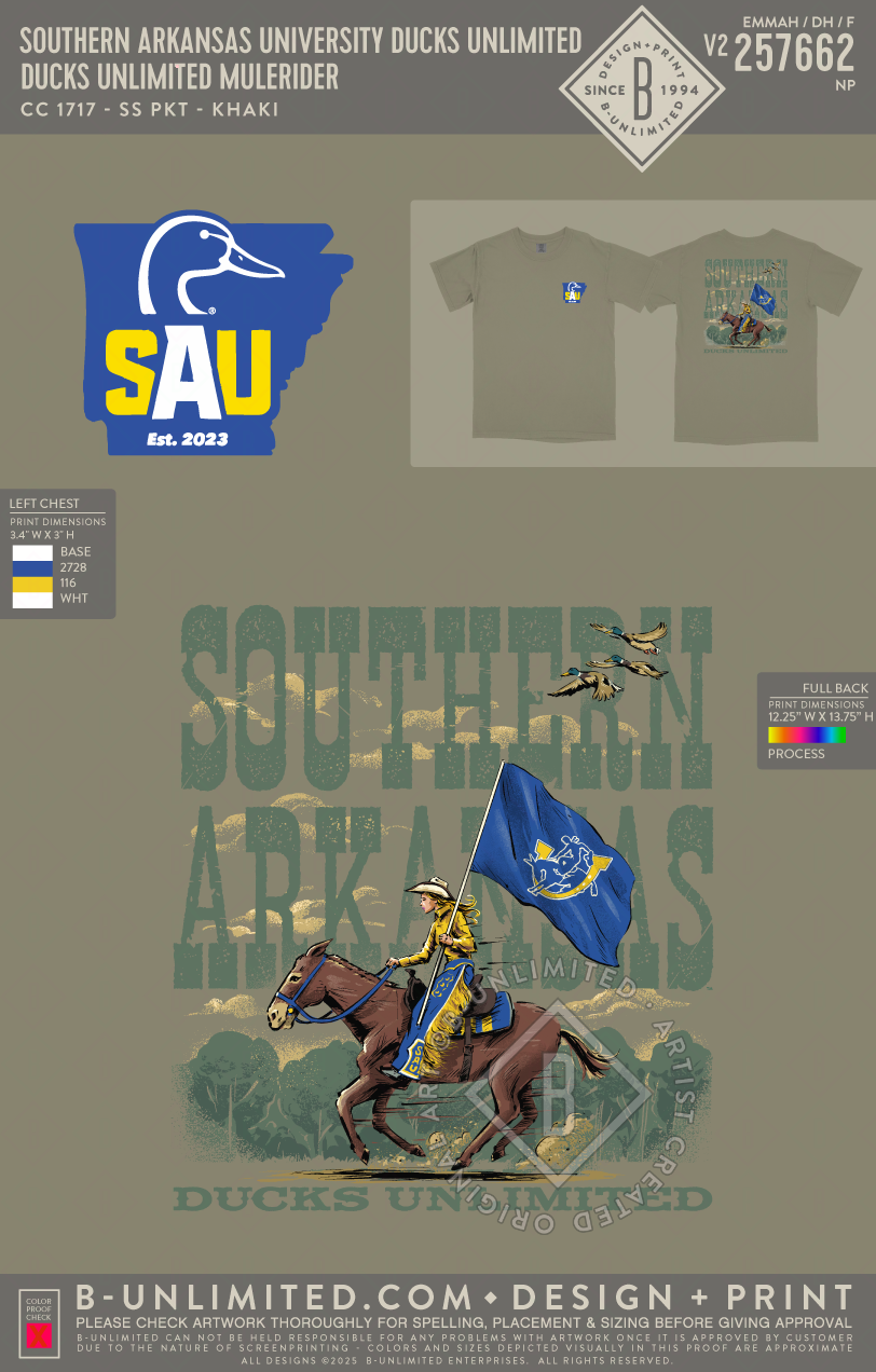 Southern Arkansas University Ducks Unlimited - Ducks Unlimited Mulerider - CC - 1717 - SS Crew - Khaki