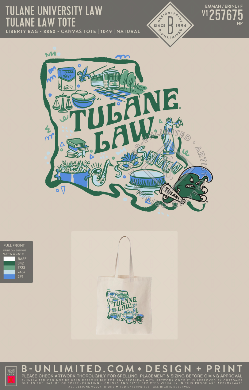 Tulane University Law - Tulane Law Tote - Liberty Bag - 8860 - Canvas Tote - Natural