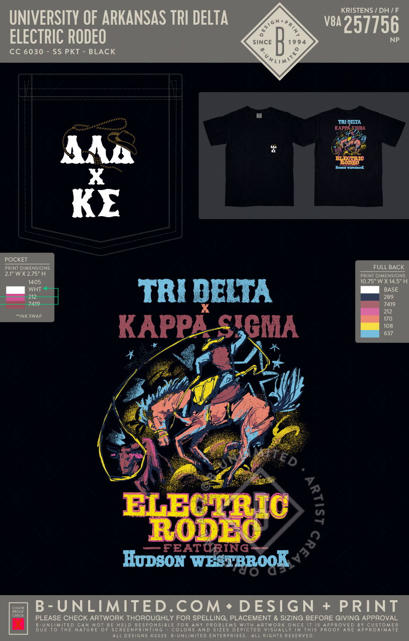 University of Arkansas Delta Delta Delta - Electric Rodeo - DDD x KSig - CC - 6030 - SS Pocket - Black
