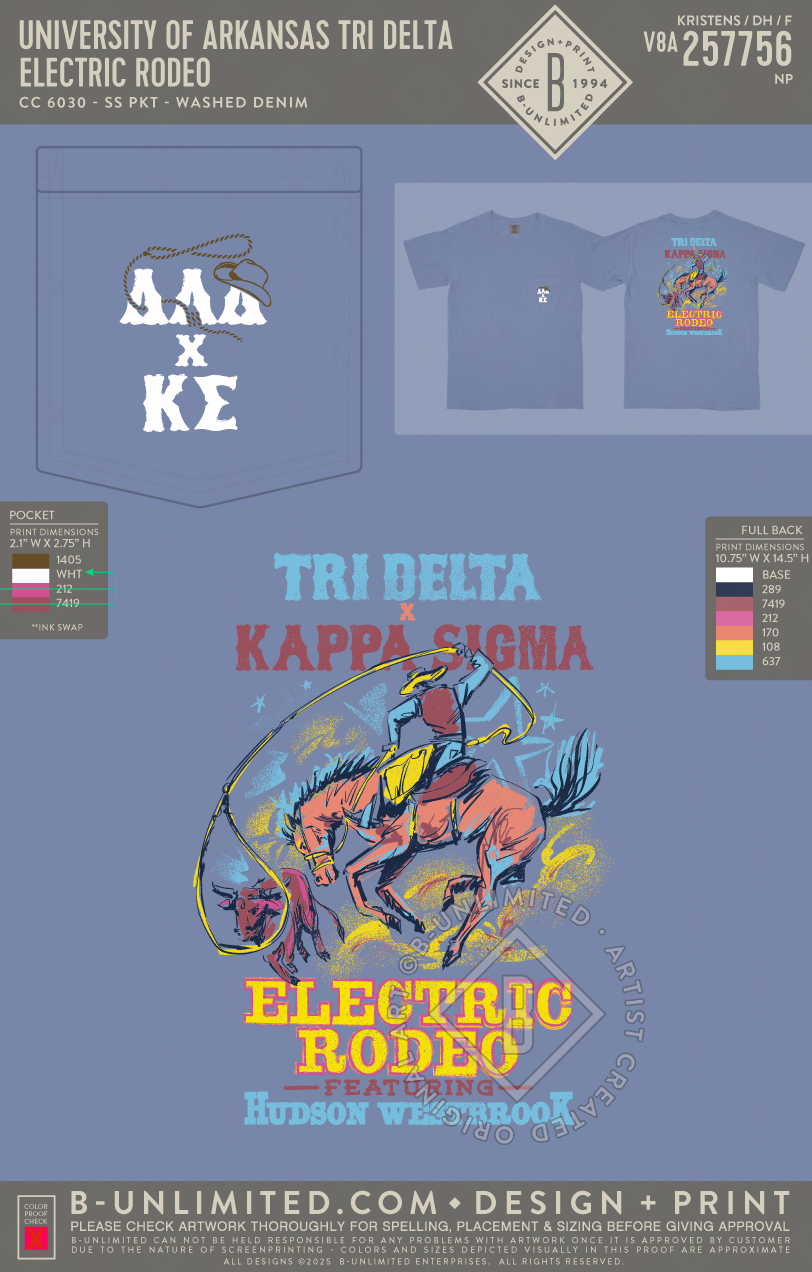 University of Arkansas Delta Delta Delta - Electric Rodeo - DDD x KSig - CC - 6030 - SS Pocket - Washed Denim