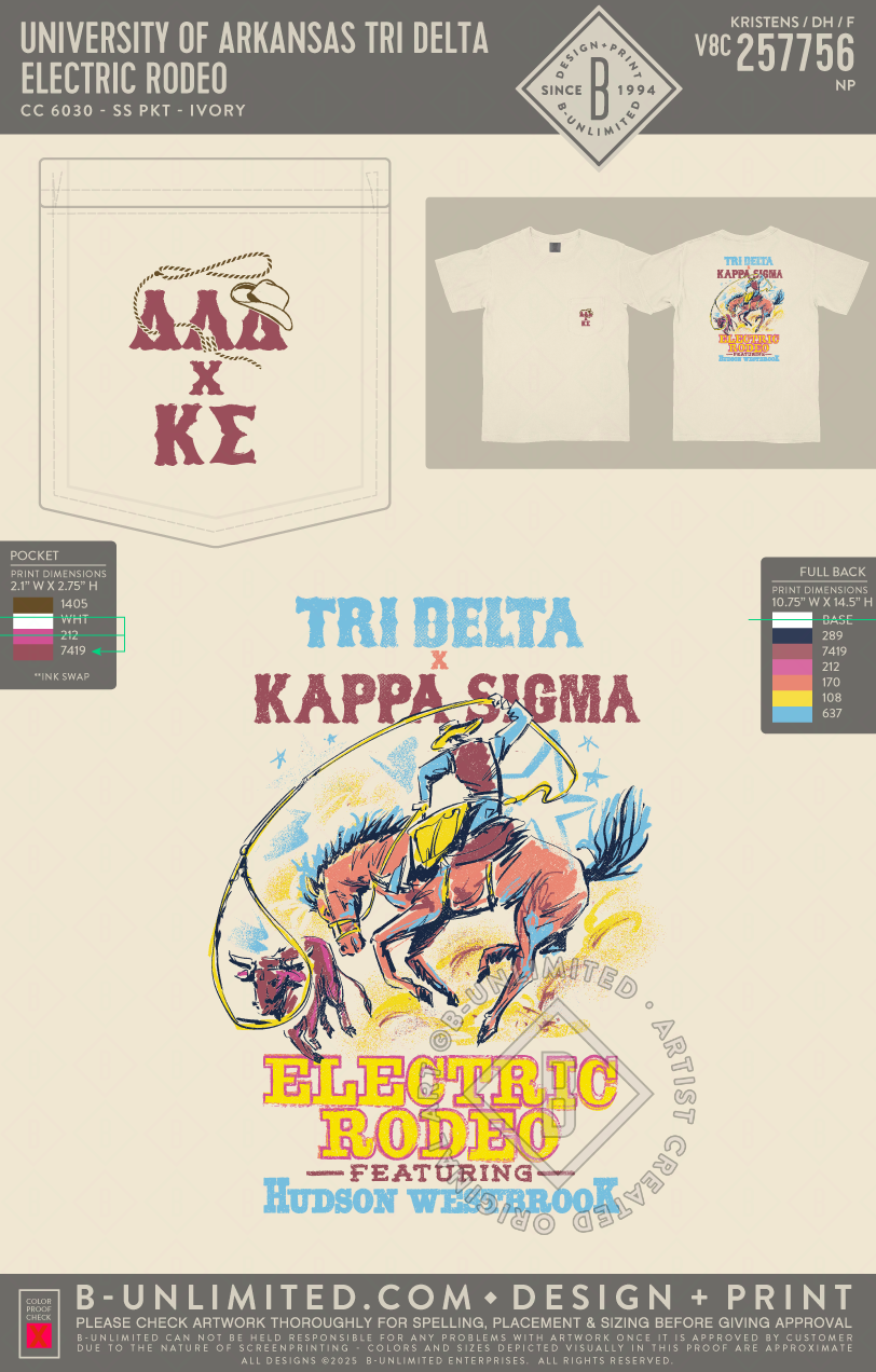 University of Arkansas Delta Delta Delta - Electric Rodeo - DDD x KSig - CC - 6030 - SS Pocket - Ivory