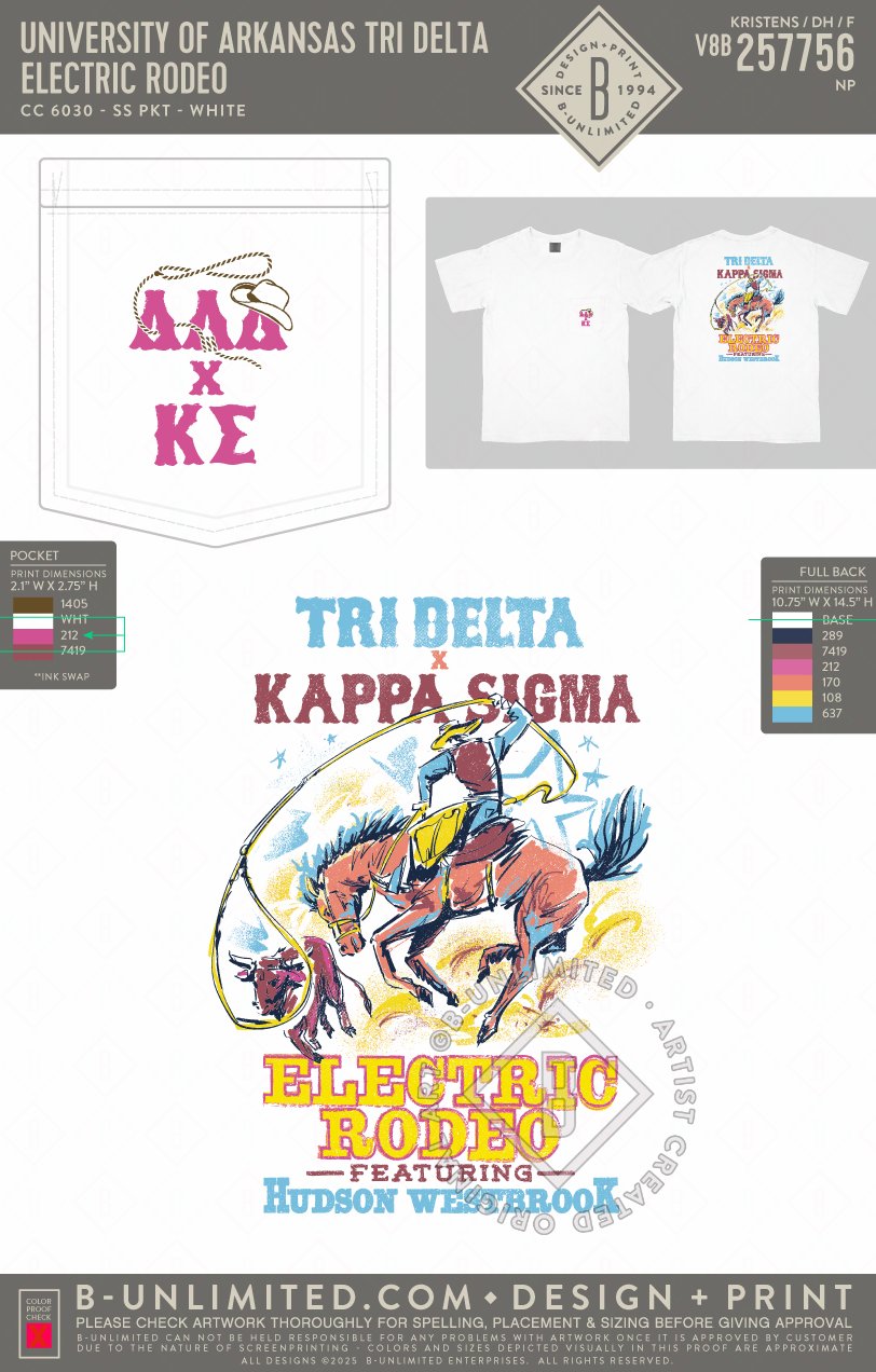 University of Arkansas Delta Delta Delta - Electric Rodeo - DDD x KSig - CC - 6030 - SS Pocket - White