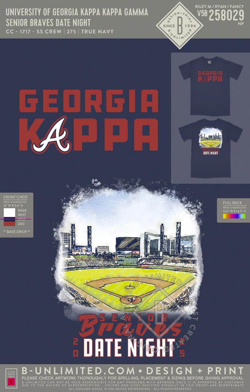 UGA KKG - Senior Braves Date Night - CC - 1717 - SS Crew - True Navy