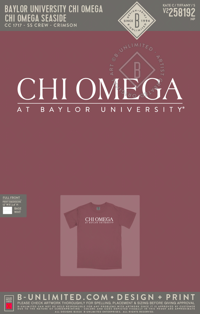 Baylor University Chi Omega - Chi Omega Seaside - CC - 1717 - SS Crew - Crimson
