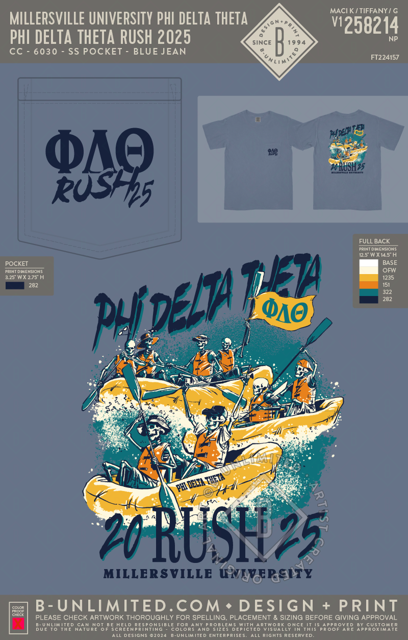 Millersville University Phi Delta Theta - Phi Delta Theta Rush 2025 - CC - 6030 - SS Pocket - Blue Jean