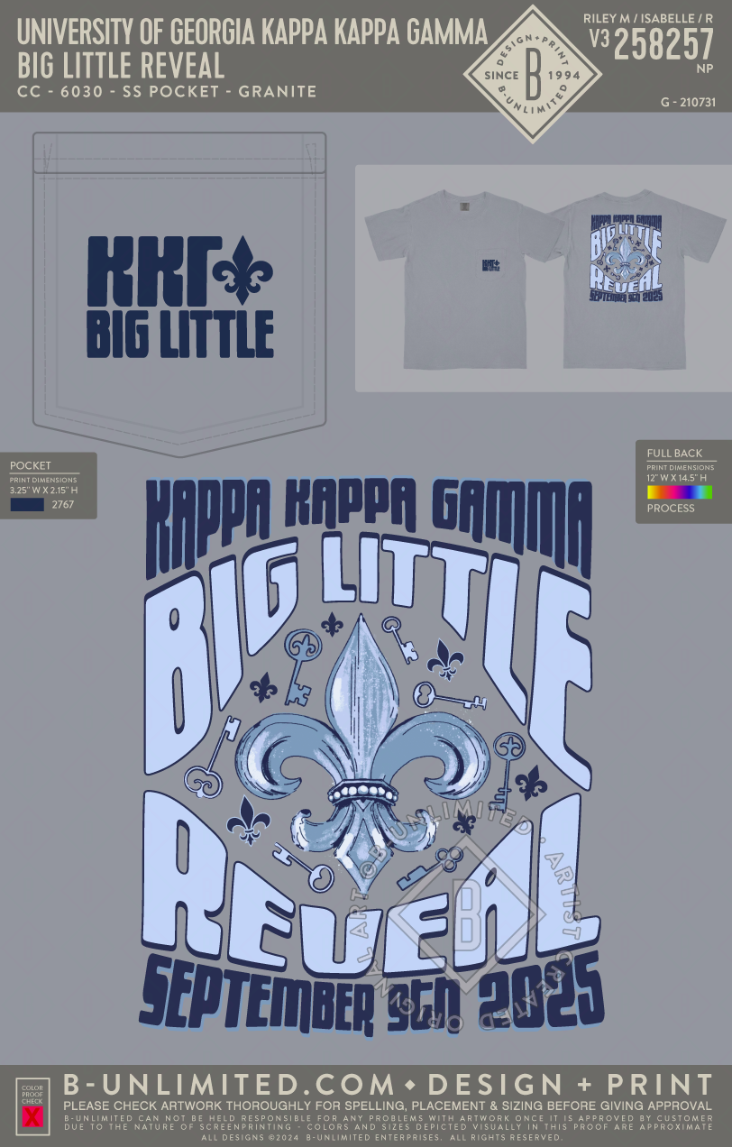 UGA KKG - Big Little Reveal - CC - 6030 - SS Pocket - Granite
