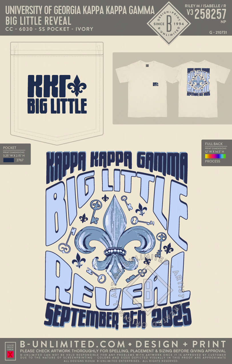 UGA KKG - Big Little Reveal - CC - 6030 - SS Pocket - Ivory