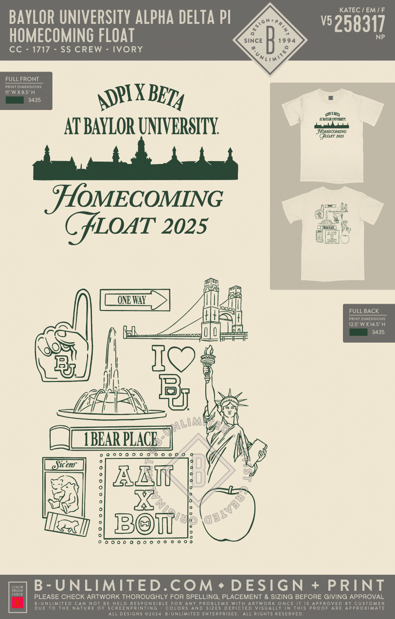 Baylor University Alpha Delta Pi - Homecoming Float - CC - 1717 - SS Crew - Ivory