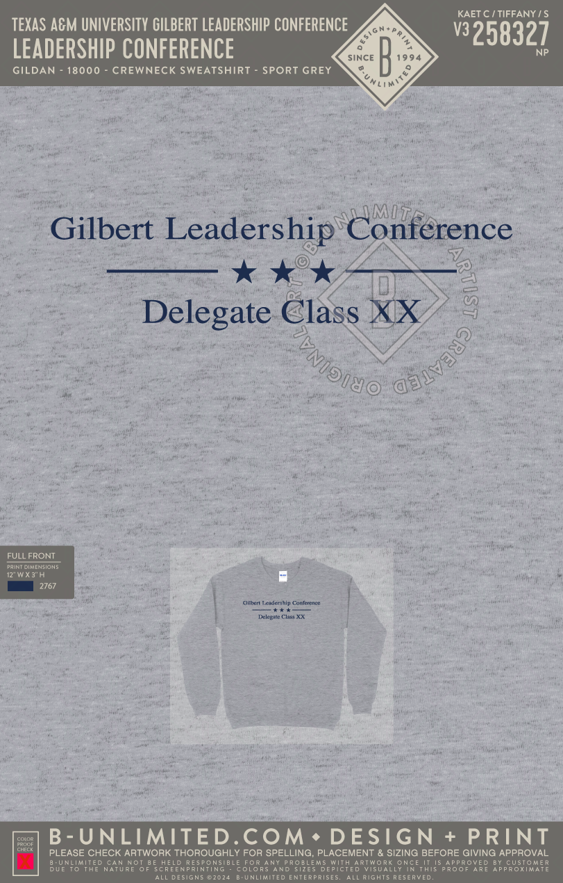 Texas A&M University Gilbert Leadership Conference - Leadership Conference - Gildan - 18000 - Crewneck Sweatshirt - Sport Grey