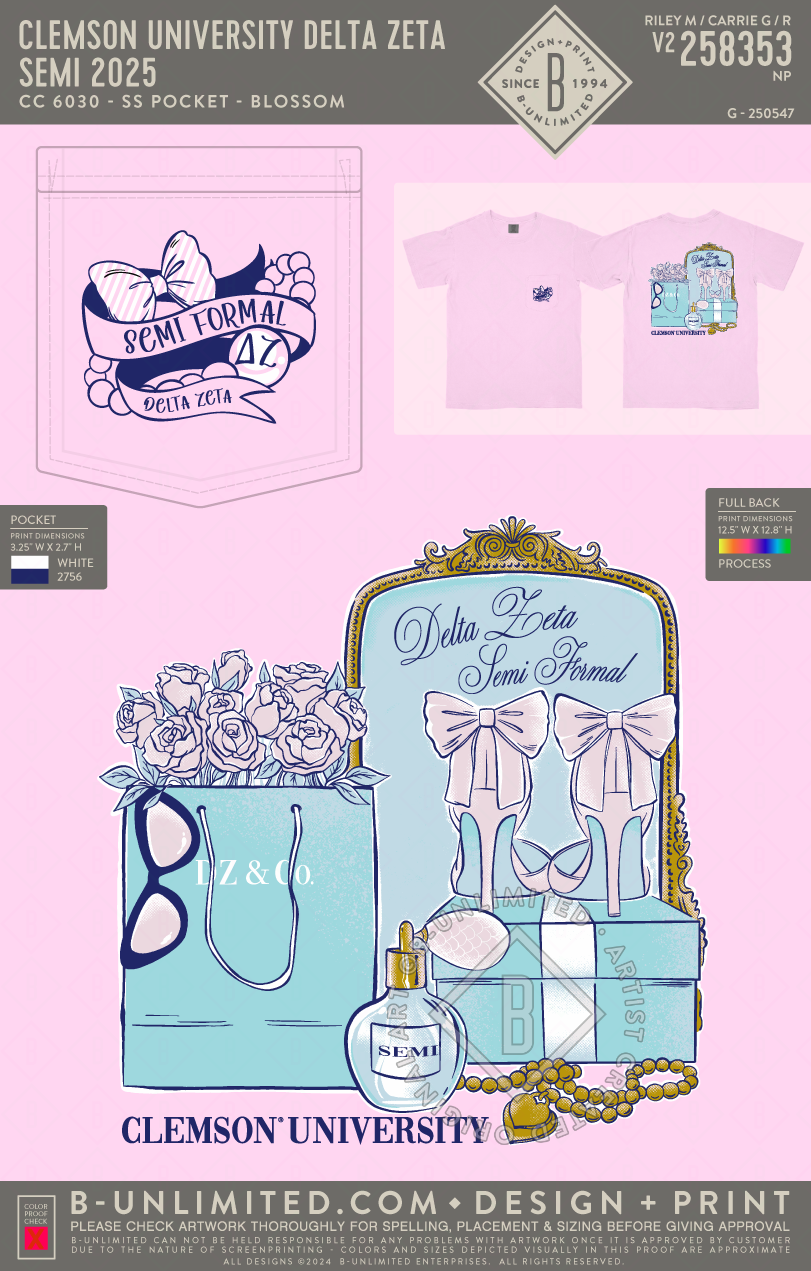 Clemson University Delta Zeta - Semi 2025 - CC - 6030 - SS Pocket - Blossom