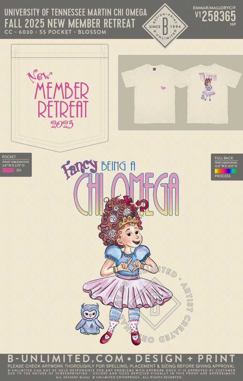 University of Tennessee Martin Chi Omega - Fall 2025 New Member Retreat - CC - 6030 - SS Pocket - Ivory