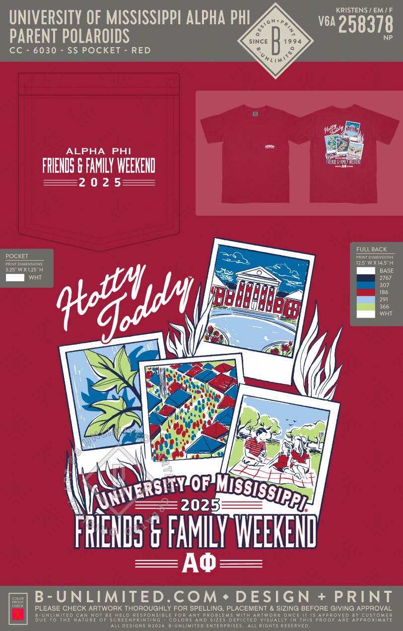 University of Mississippi Alpha Phi - Parent Polaroids - CC - 6030 - SS Pocket - Red