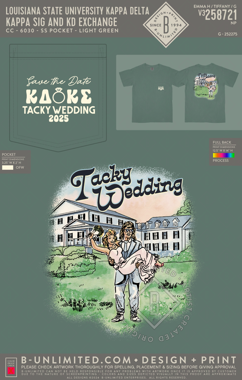 Louisiana State University Kappa Delta - kappa sig and kd exchange - CC - 6030 - SS Pocket - Light Green