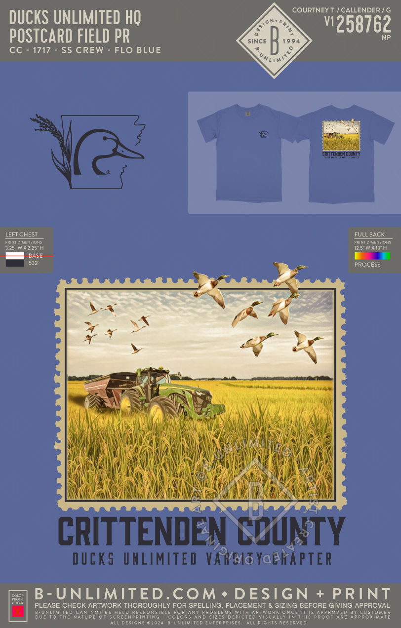 Ducks Unlimited HQ - Postcard Field PR - CC - 1717 - SS Crew - Flo Blue