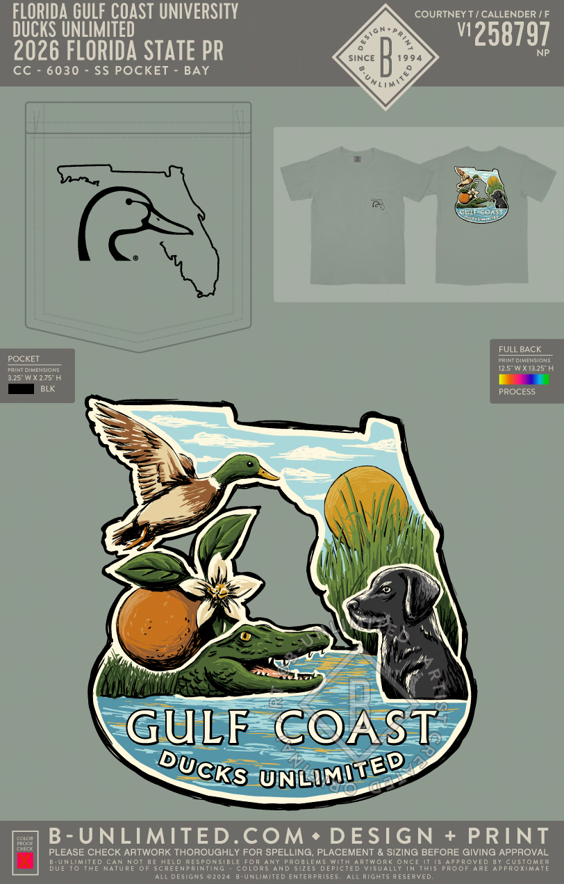 Florida Gulf Coast University Ducks Unlimited - 2026 Florida State PR - CC - 6030 - SS Pocket - Bay