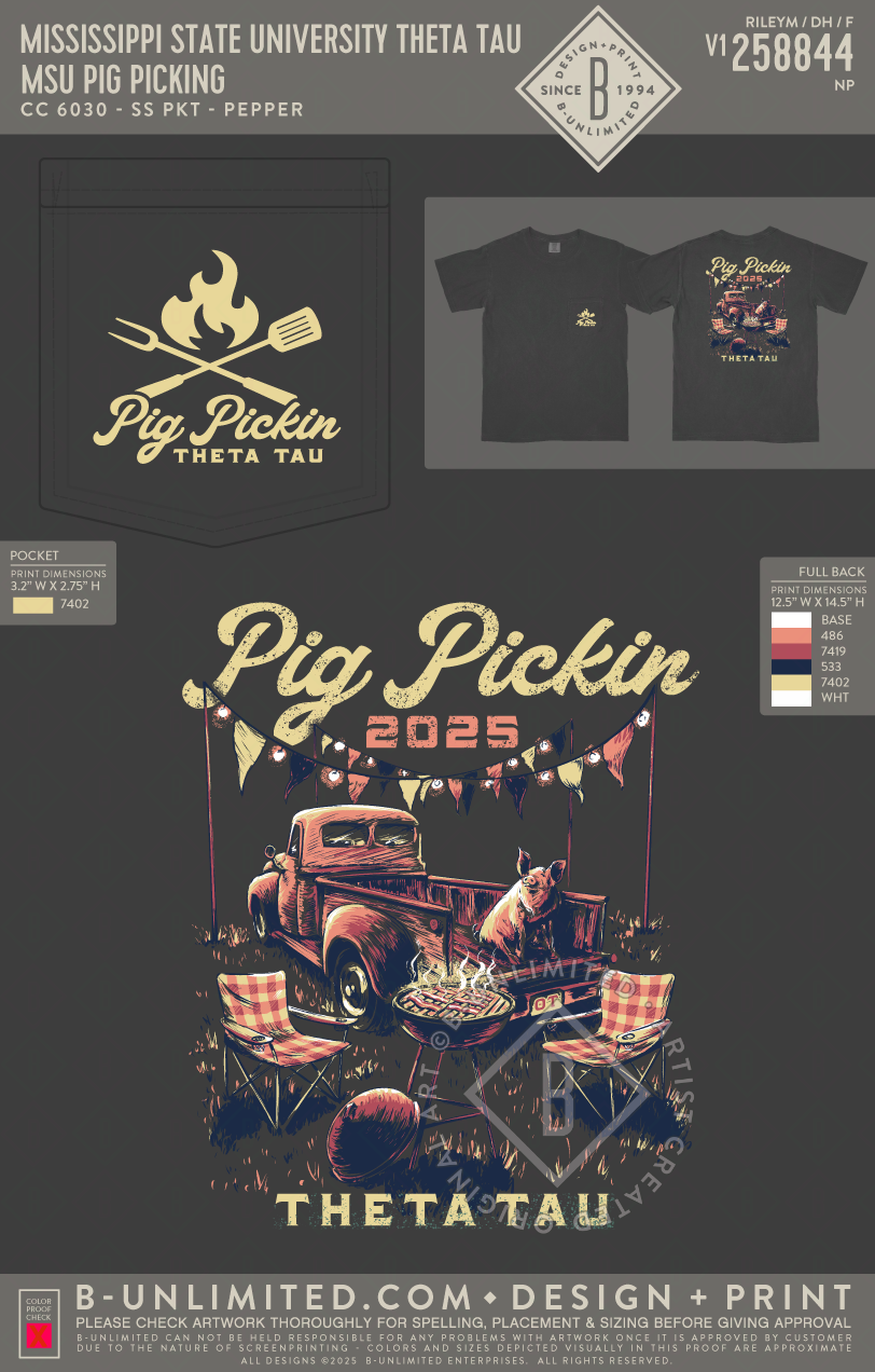 Mississippi State University Theta Tau - MSU Pig Picking - CC - 6030 - SS Pocket - Pepper