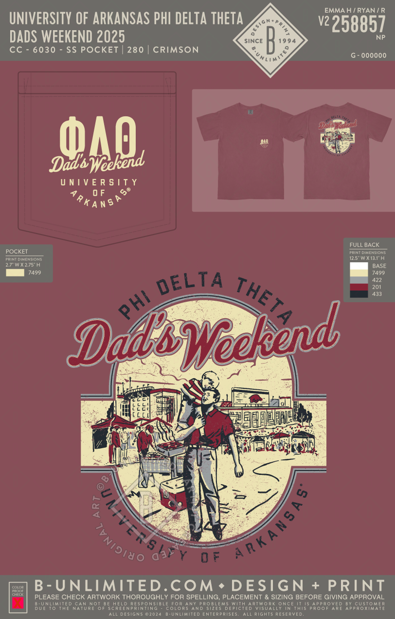 University of Arkansas Phi Delta Theta - Dads Weekend 2025 - CC - 6030 - SS Pocket - Crimson