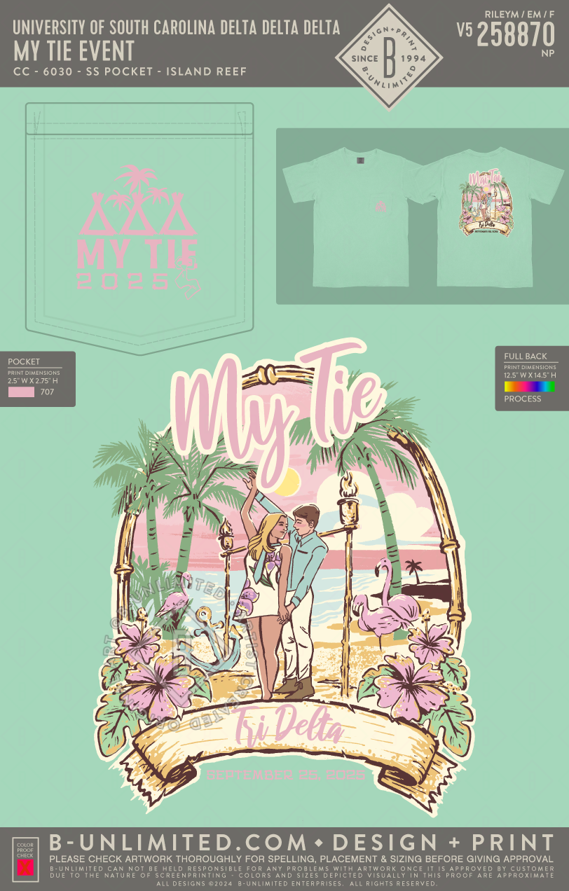 University of South Carolina Delta Delta Delta - My Tie Event - CC - 6030 - SS Pocket - Island Reef