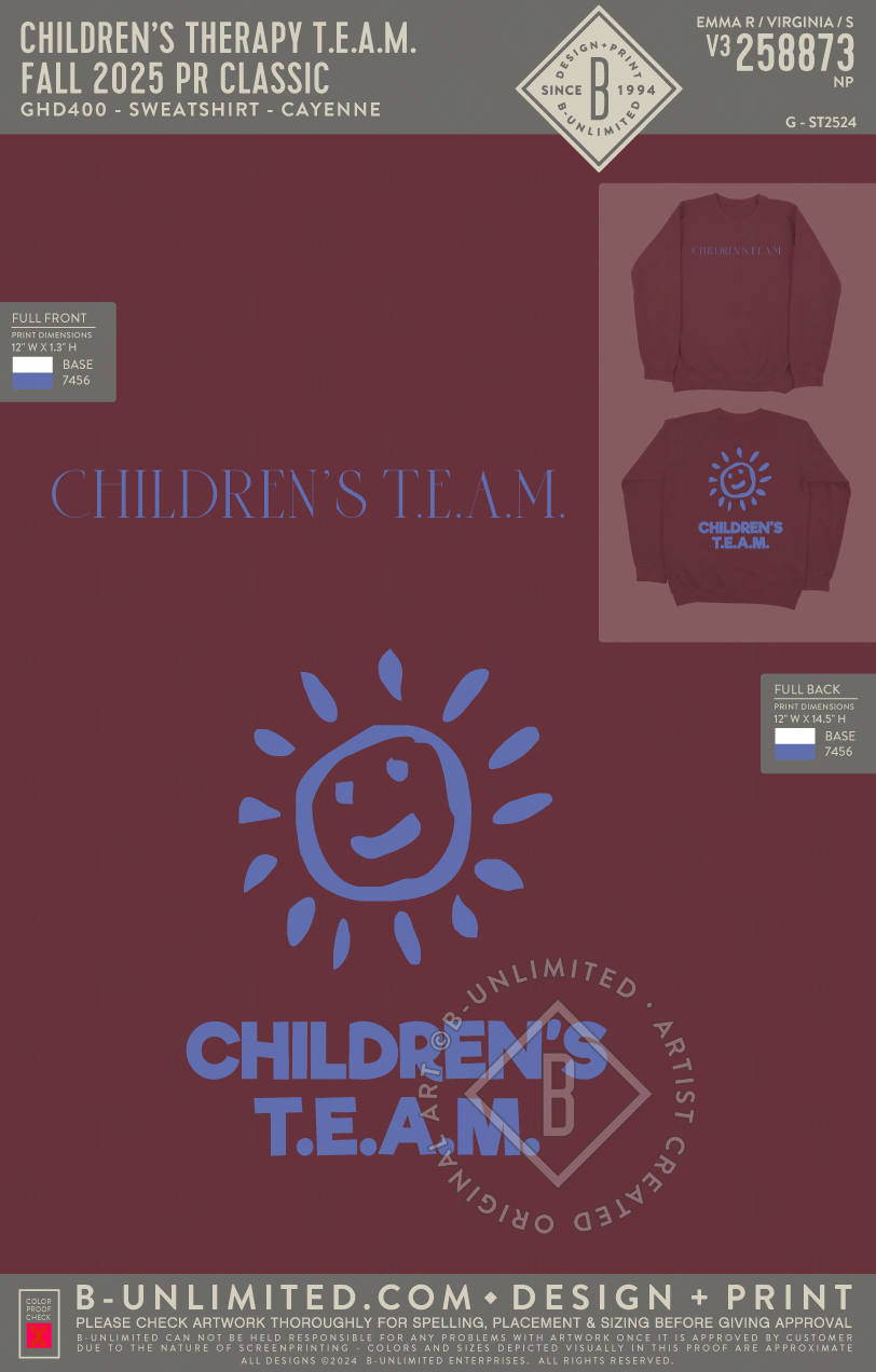 Children’s Therapy T.E.A.M. - Fall 2025 PR Classic - CW - GDH400 - Sweatshirt - Cayenne