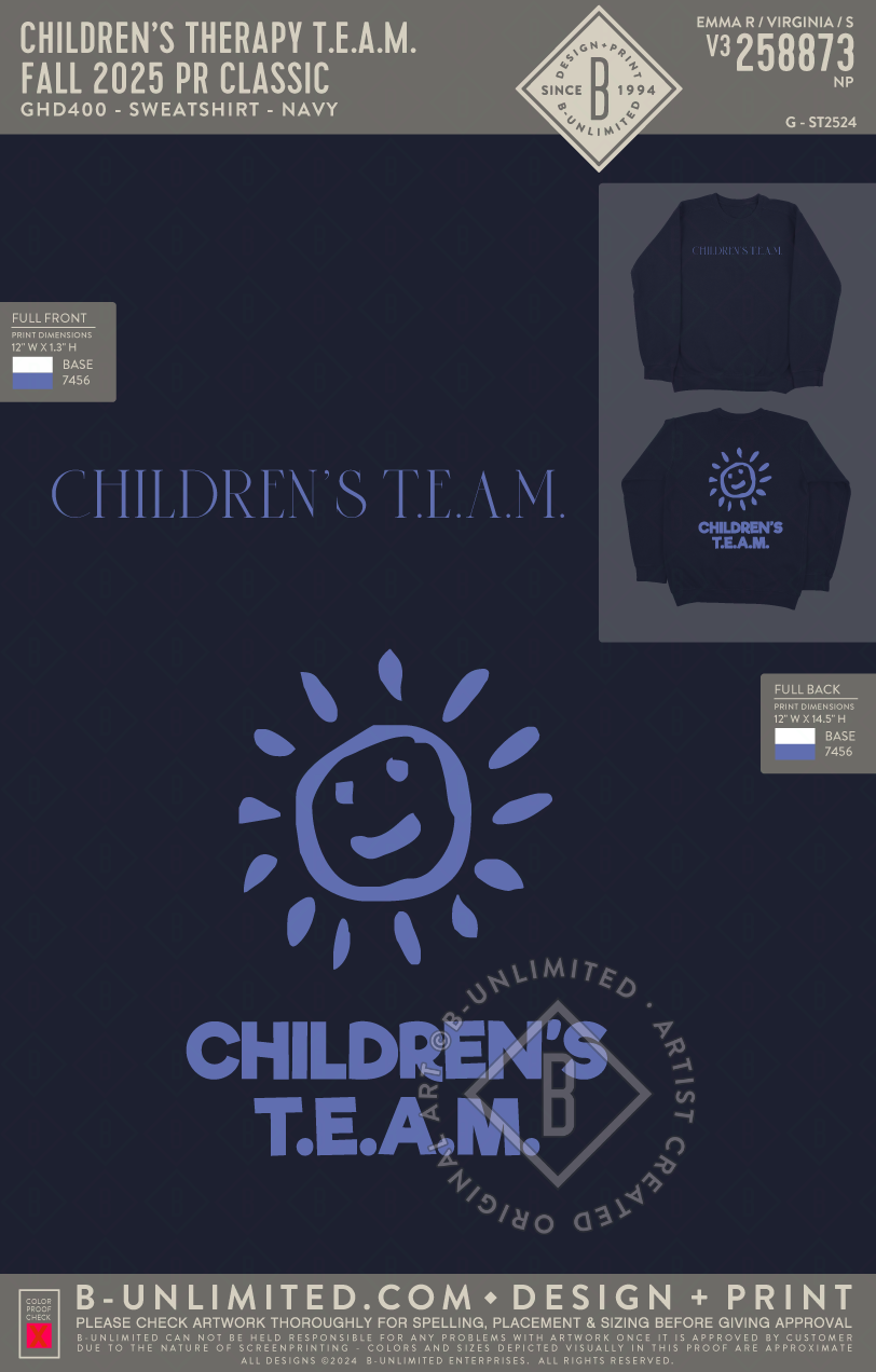 Children’s Therapy T.E.A.M. - Fall 2025 PR Classic - CW - GDH400 - Sweatshirt - Navy