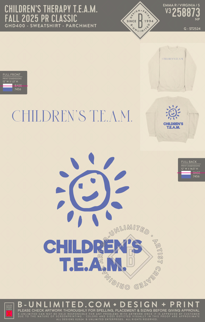 Children’s Therapy T.E.A.M. - Fall 2025 PR Classic - CW - GDH400 - Sweatshirt - Parchment