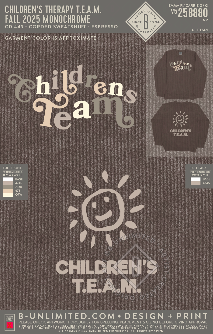 Children’s Therapy T.E.A.M. - Fall 2025 Monochrome - CD - 443 - LS Corded - Espresso