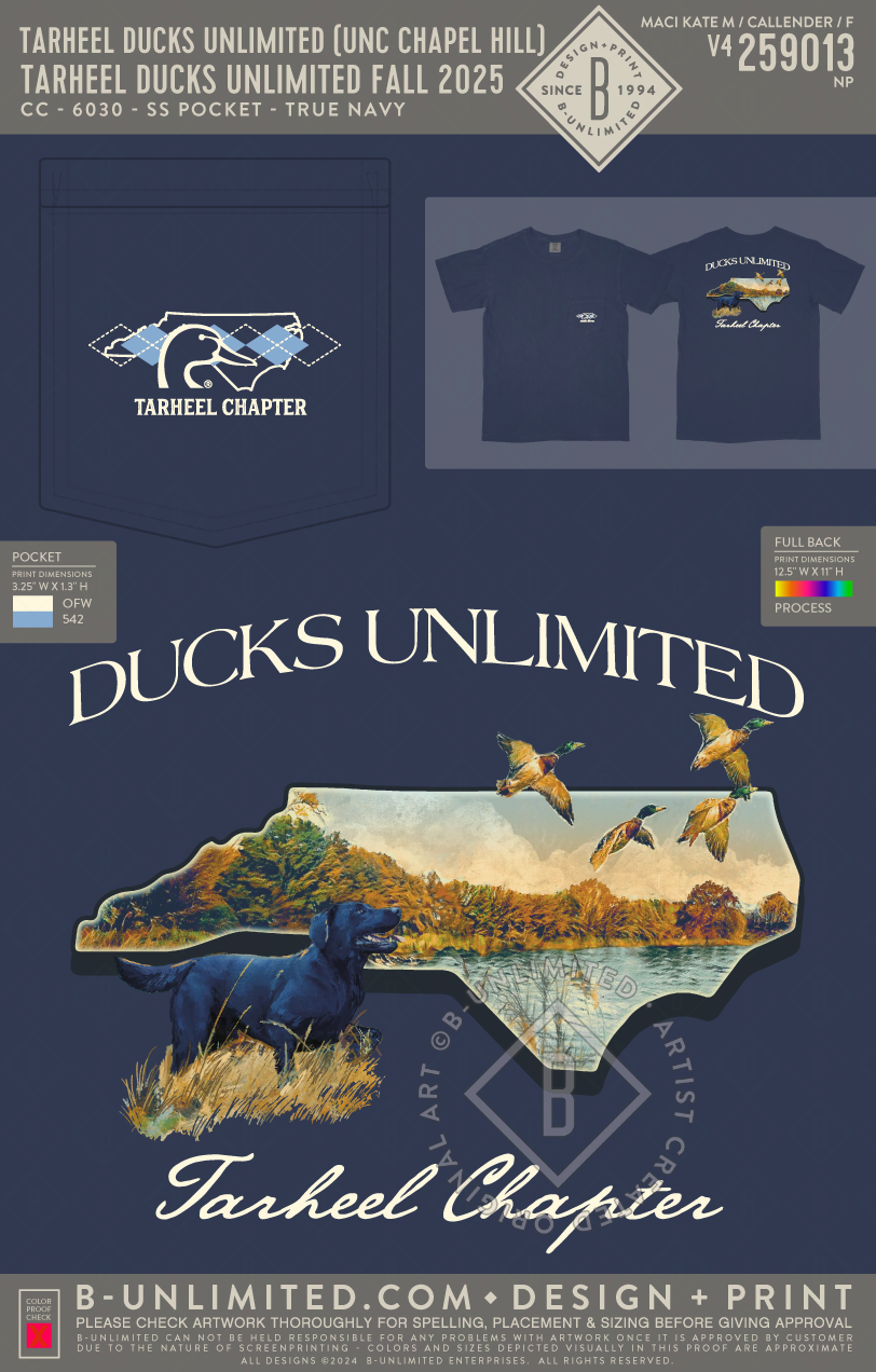 Tarheel Ducks Unlimited (UNC Chapel Hill) - Tarheel Ducks Unlimited Fall 2025 - CC - 6030 - SS Pocket - True Navy