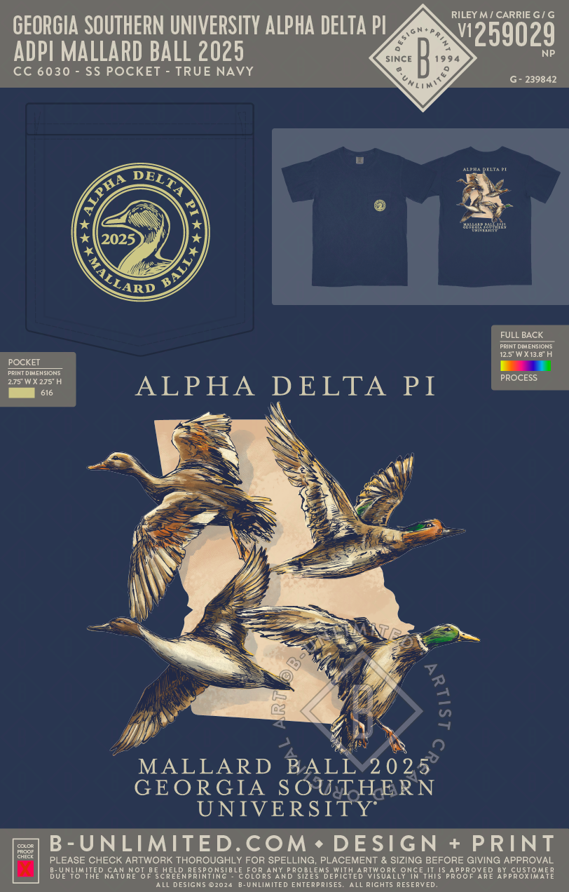 Georgia Southern University Alpha Delta Pi - ADPI Mallard Ball 2025 - CC - 6030 - SS Pocket - True Navy