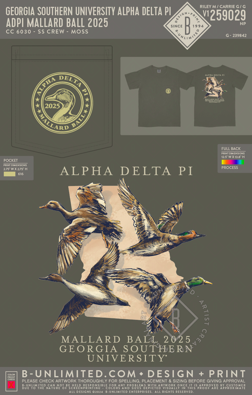 Georgia Southern University Alpha Delta Pi - ADPI Mallard Ball 2025 - CC - 6030 - SS Pocket - Moss