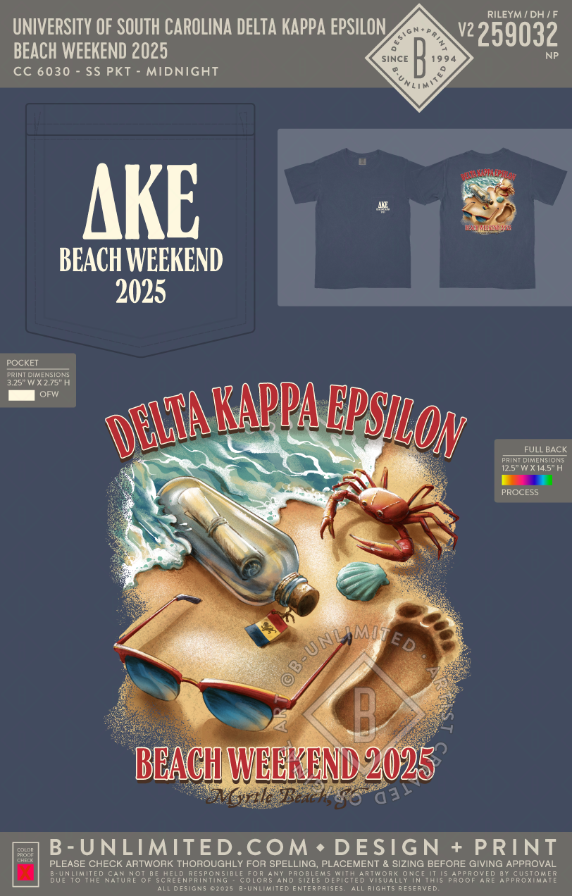 University of South Carolina Delta Kappa Epsilon - Beach Weekend 2025 - CC - 6030 - SS Pocket - Midnight