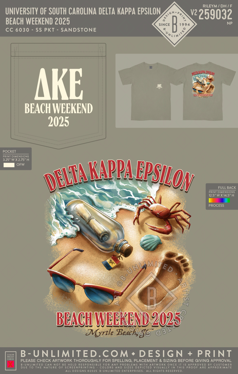 University of South Carolina Delta Kappa Epsilon - Beach Weekend 2025 - CC - 6030 - SS Pocket - Sandstone