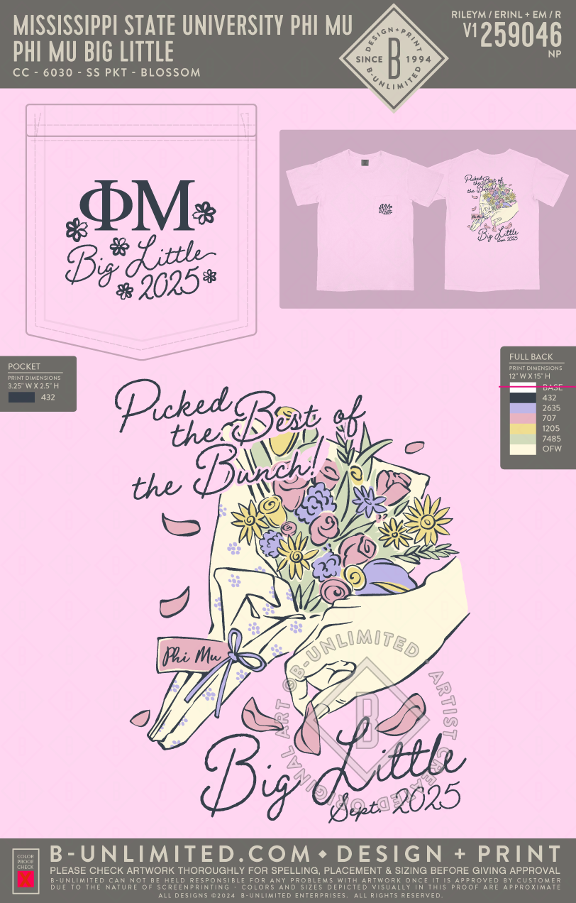 Mississippi State University Phi Mu - Phi Mu Big Little - CC - 6030 - SS Pocket - Blossom