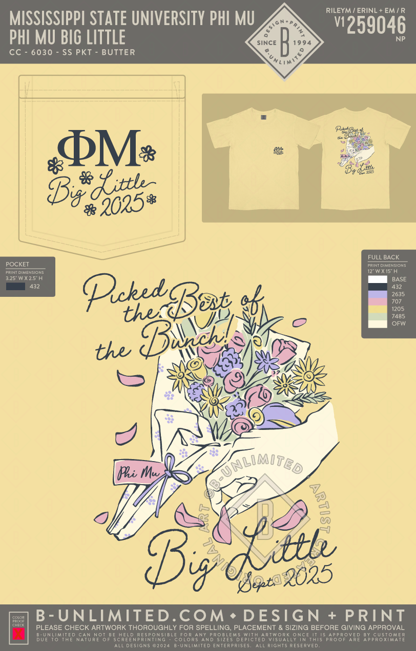 Mississippi State University Phi Mu - Phi Mu Big Little - CC - 6030 - SS Pocket - Butter