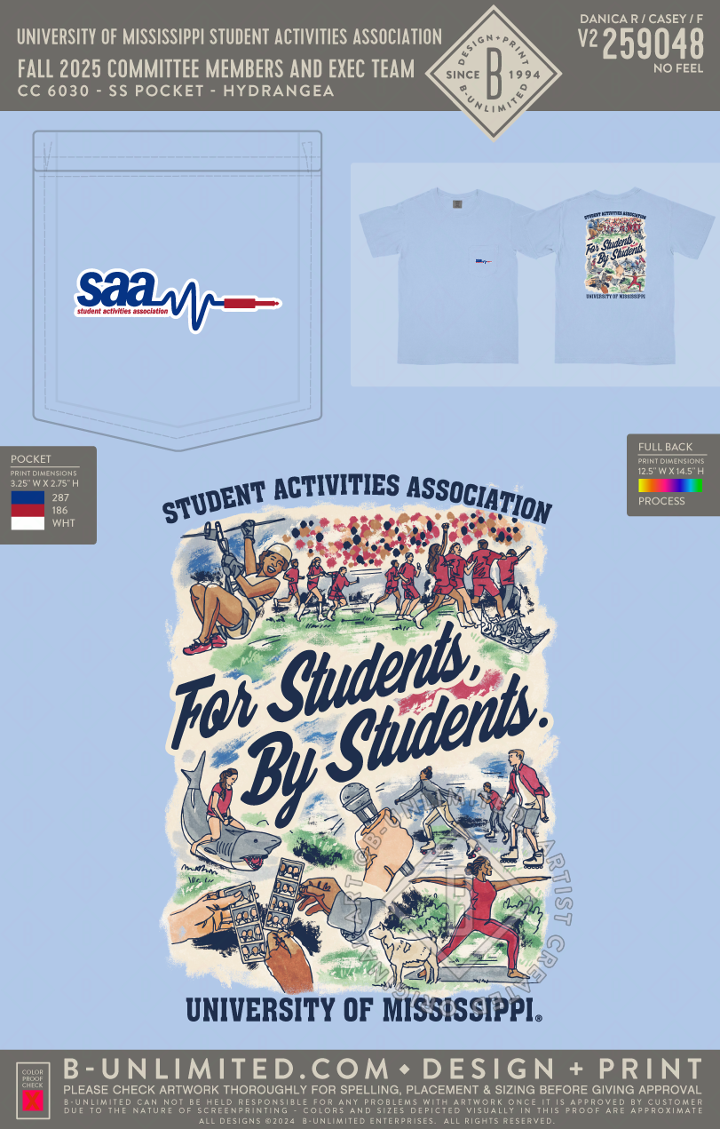 University of Mississippi Student Activities Association - Fall 2025 Committee Members and Exec Team - CC - 6030 - SS Pocket - Hydrangea