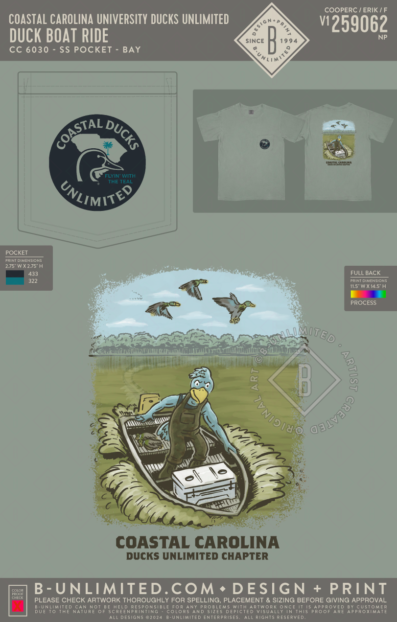 Coastal Carolina University Ducks Unlimited - Duck Boat Ride - CC - 6030 - SS Pocket - Bay