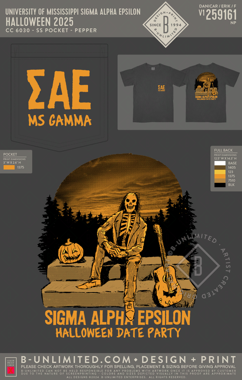 University of Mississippi Sigma Alpha Epsilon - Halloween 2025 - CC - 6030 - SS Pocket - Pepper