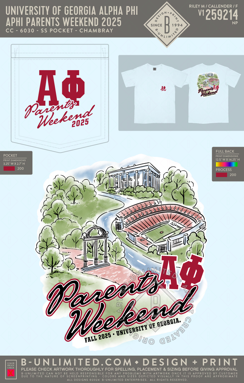 UGA APHI - APHI Parents Weekend 2025 - CC - 6030 - SS Pocket - Chambray