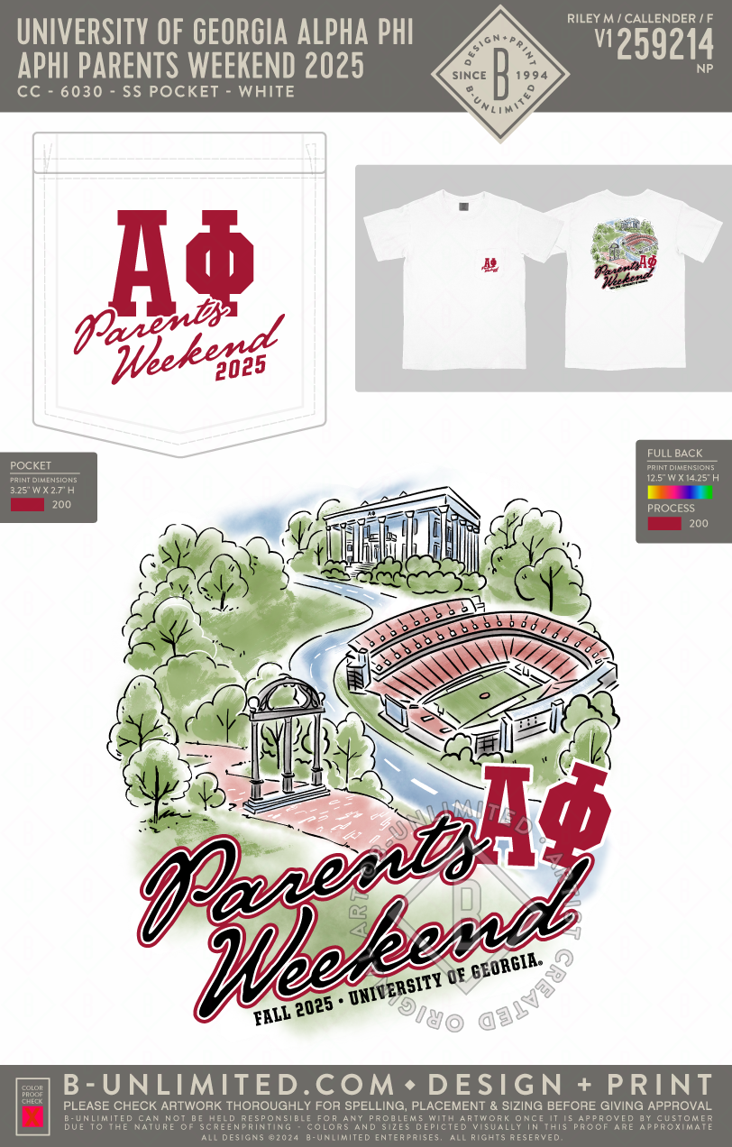 UGA APHI - APHI Parents Weekend 2025 - CC - 6030 - SS Pocket - White