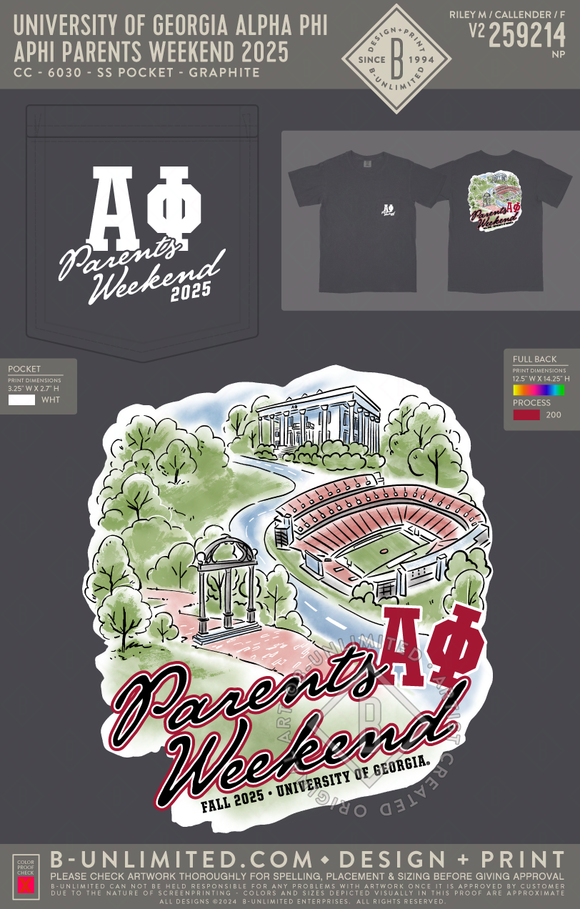 UGA APHI - APHI Parents Weekend 2025 - CC - 6030 - SS Pocket - Graphite