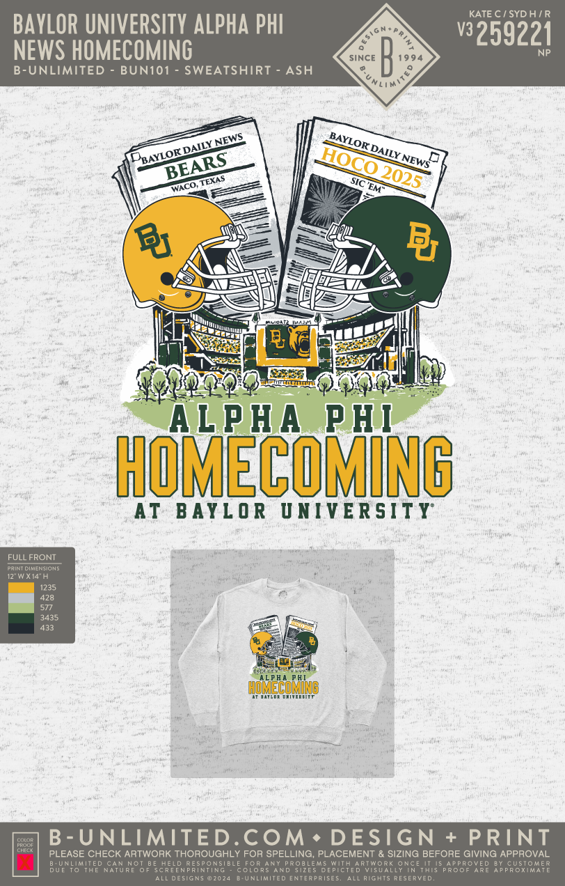 Baylor University Alpha Phi - News Homecoming - B-Unlimited BUN101 - Ash